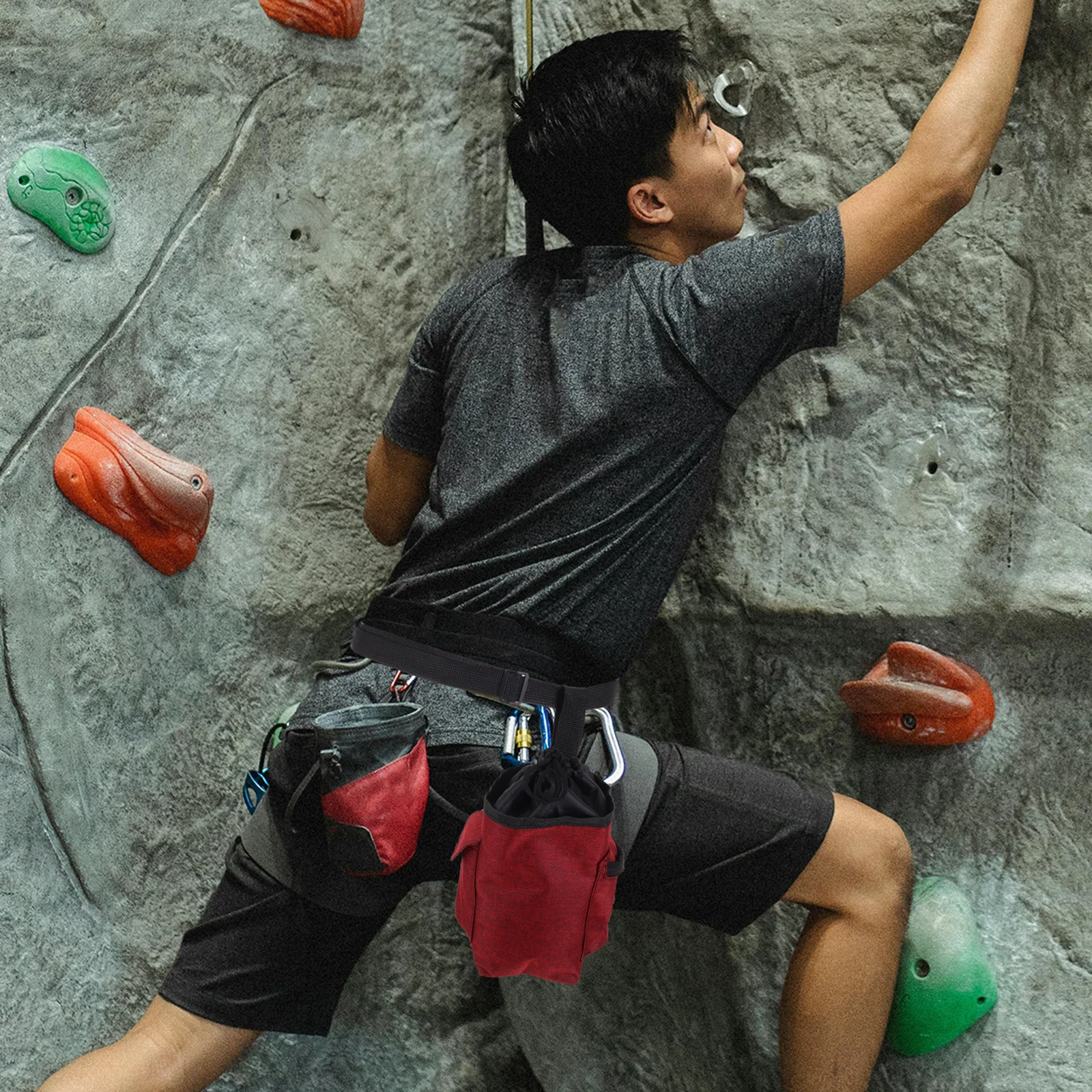 

High Capacity Chalk Bag Ideal for Rock Climbing Bouldering Gymnastics Includes Zipper Compartment Adjustable Strap Secure Chalk
