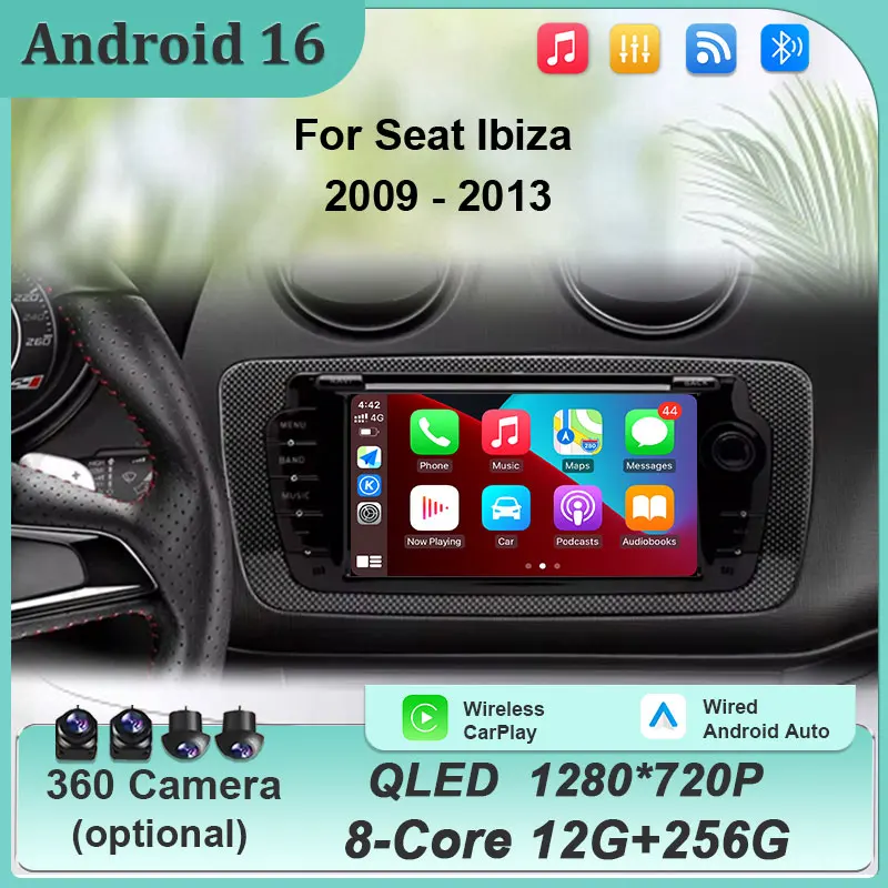 7 Inch Android 16 Car Multimedia Player For Seat Ibiza 2009-2013 GPS Navigation Bluetooth WiFi FM Radio Touch Screen Head Unit