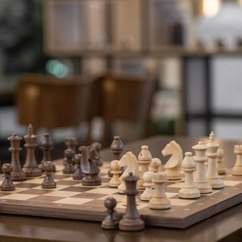 95Mm high-grade solid wood sticky leather chess standard game board chess set