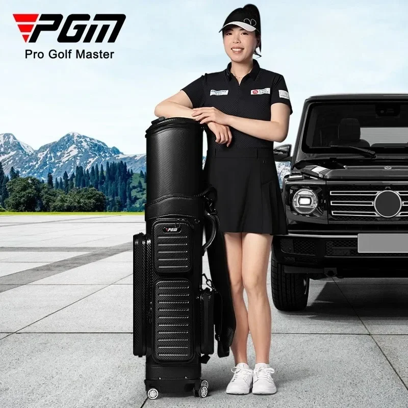 PGM Hard Shell Golf Travel Bag with Wheels TSA Lock Telescopic Golf Flight Bag QB142