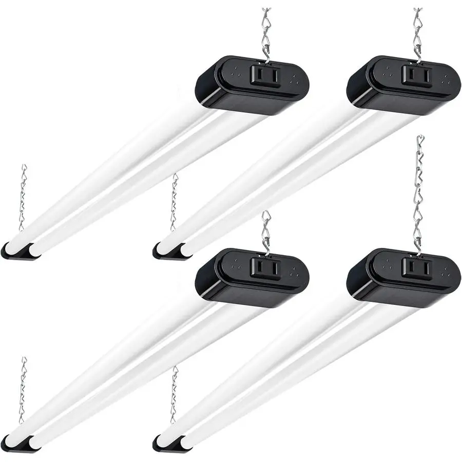 

4 Pack Linkable LED Shop Light, 4FT 44W 300W Equivalent, 4600lm, 5000K Daylight, Plugin Utility Bay Light Fixture, Hanging or Su