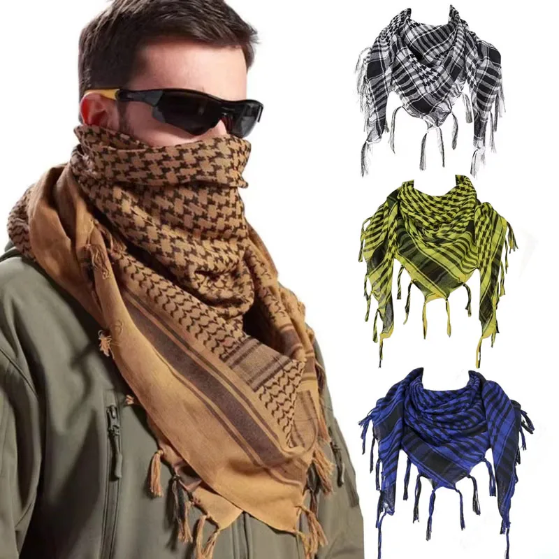 1/2/4Pcs Outdoor Tactical Scarf Lightweight Hiking Arab Desert Headscarf Unisex Military Shawl Keep Warm Plaid Bandana Scarf