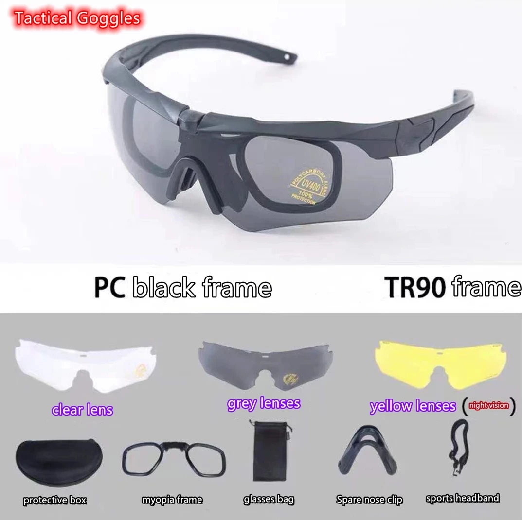 Industrial Safety Glasses TR90 Military Goggles 3/5 Lens Military Sports Men\'s Military Sunglasses Tactical Glasses