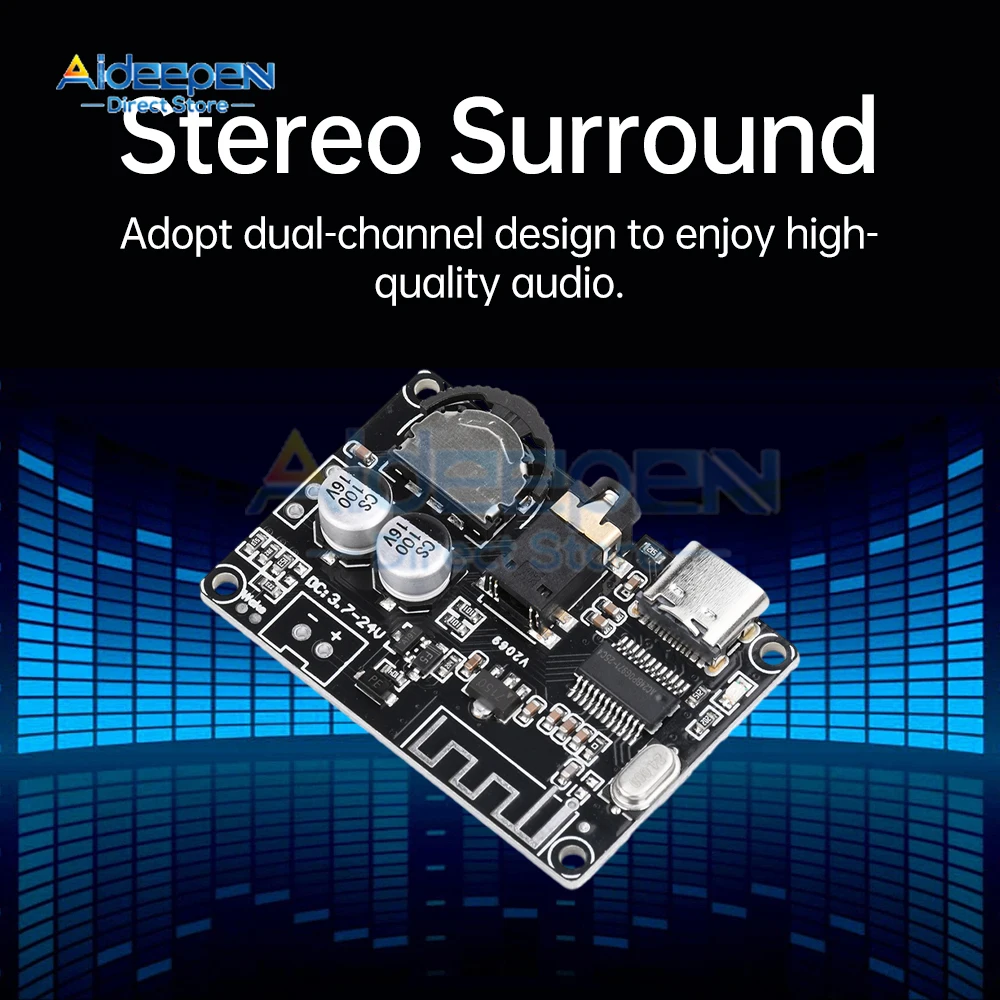 DC 3.7V-24V Bluetooth 5.0 Stereo Audio Receiver Board Mp3 Lossless Decoder Wireless Stereo Music Module XY-WRBT Type-C/Micro USB