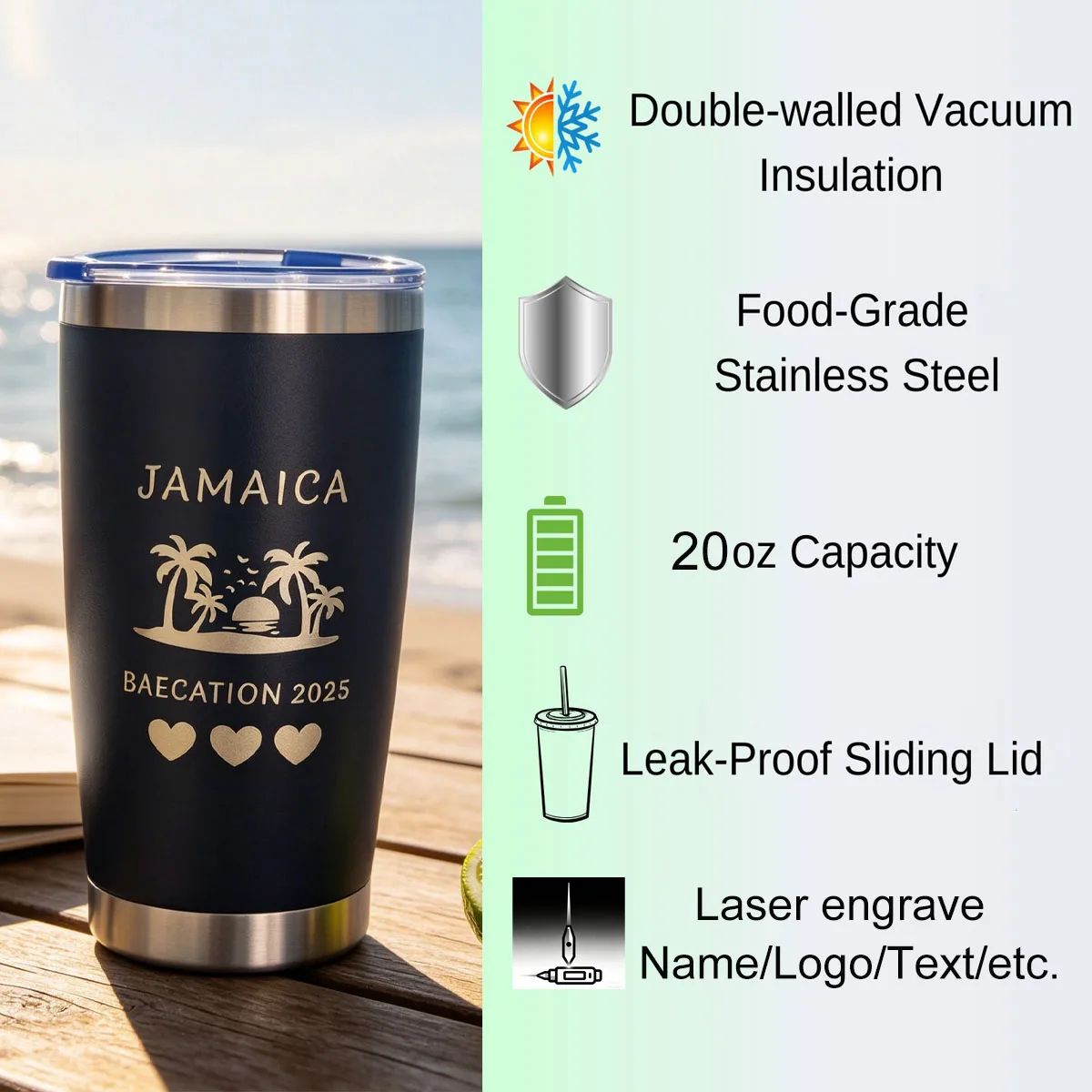 Personalisierter Becher mit Graviertem Namen - Individuelle Kaffeetasse 20 Unzen mit Deckel - Maßgeschneiderte Mitarbeiter-Anerkennungsgeschenke – Detail 3