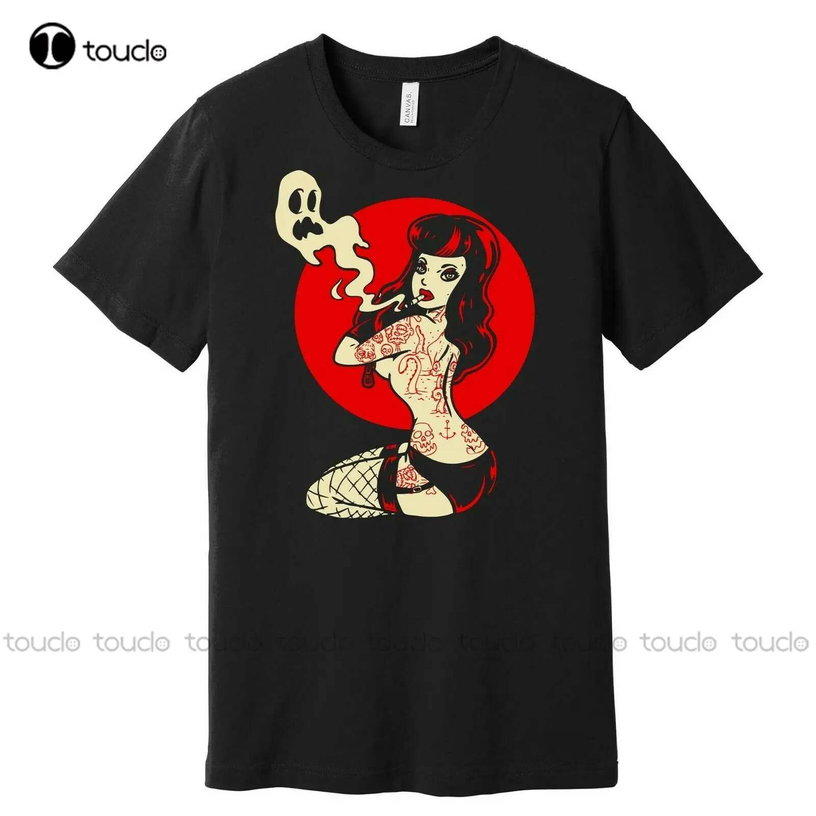 New Burlesque Goth Girl Psychobilly Rockabilly Shirt - Monsters And Martians Cotton Tee Shirt