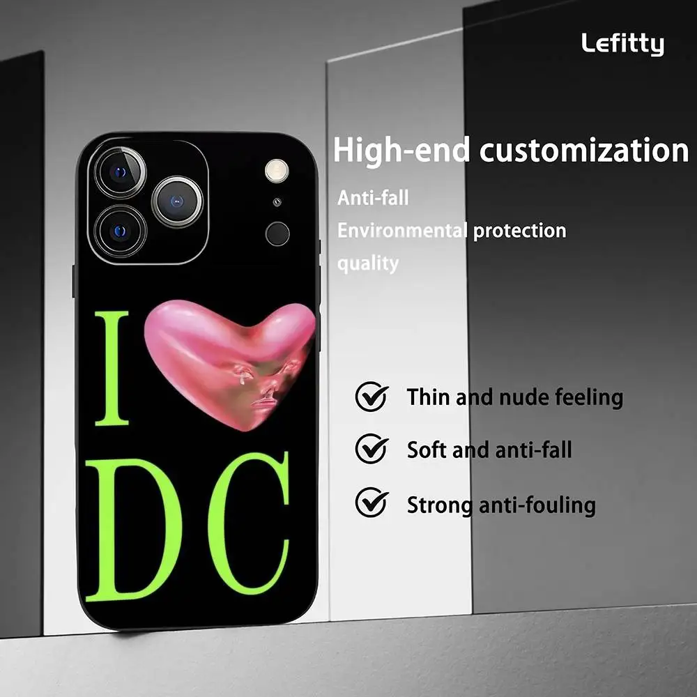 حافظة هاتف فونتينز دي سي رومانس لهاتف آيفون 17 16 15 14 13 12 11 Pro Xs Max Mini XR X Plus غلاف ناعم أسود بلوري Funda #3