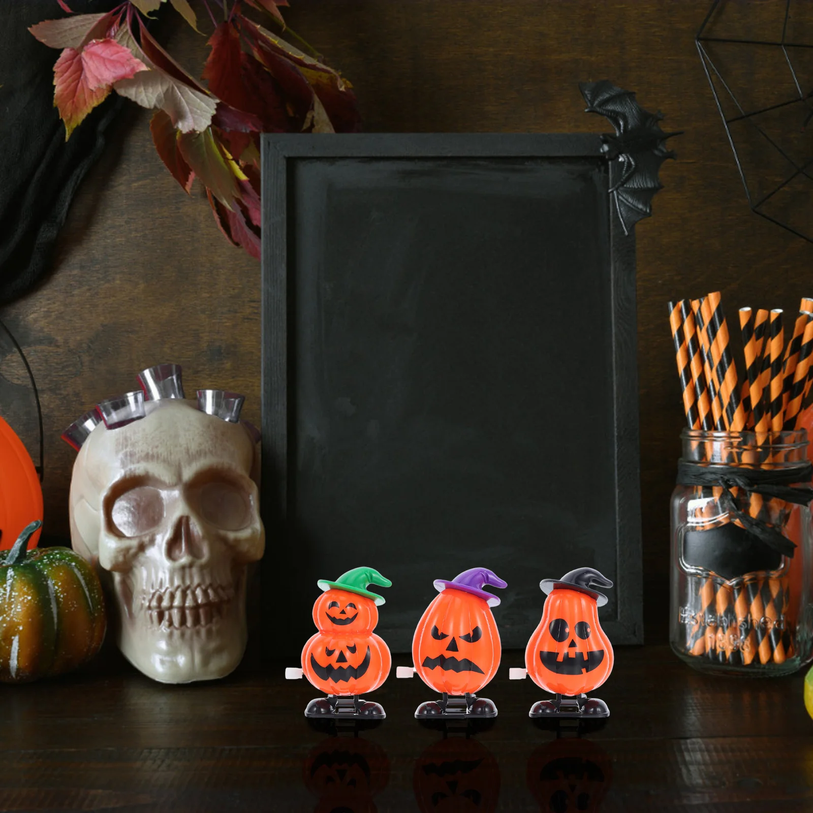 

6 PCS Pumpkin Clockwork Toys Wind up Halloween Accessories for Kids Basket Fillers Goodie Bag Stuffer Bulk Abs Child Goody