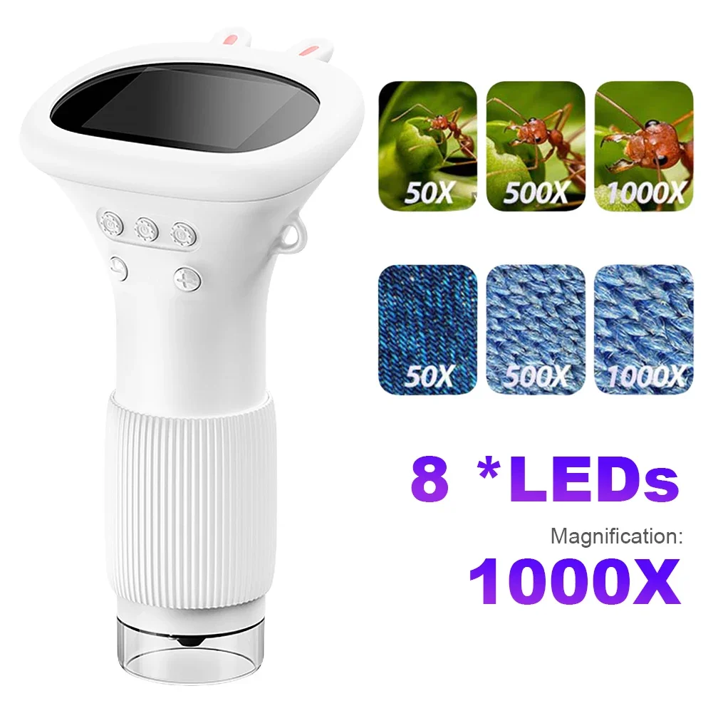 Portable children's digital high-definition microscope, student experimental science magnifying glass, educational toy gift