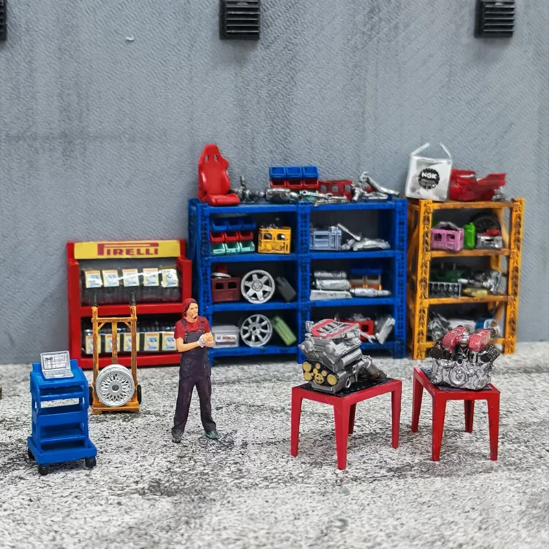 O modelo de mesa de exibição do modelo de motor em escala 1/64 é adequado para combinação de cena de modelo de carro 1/64