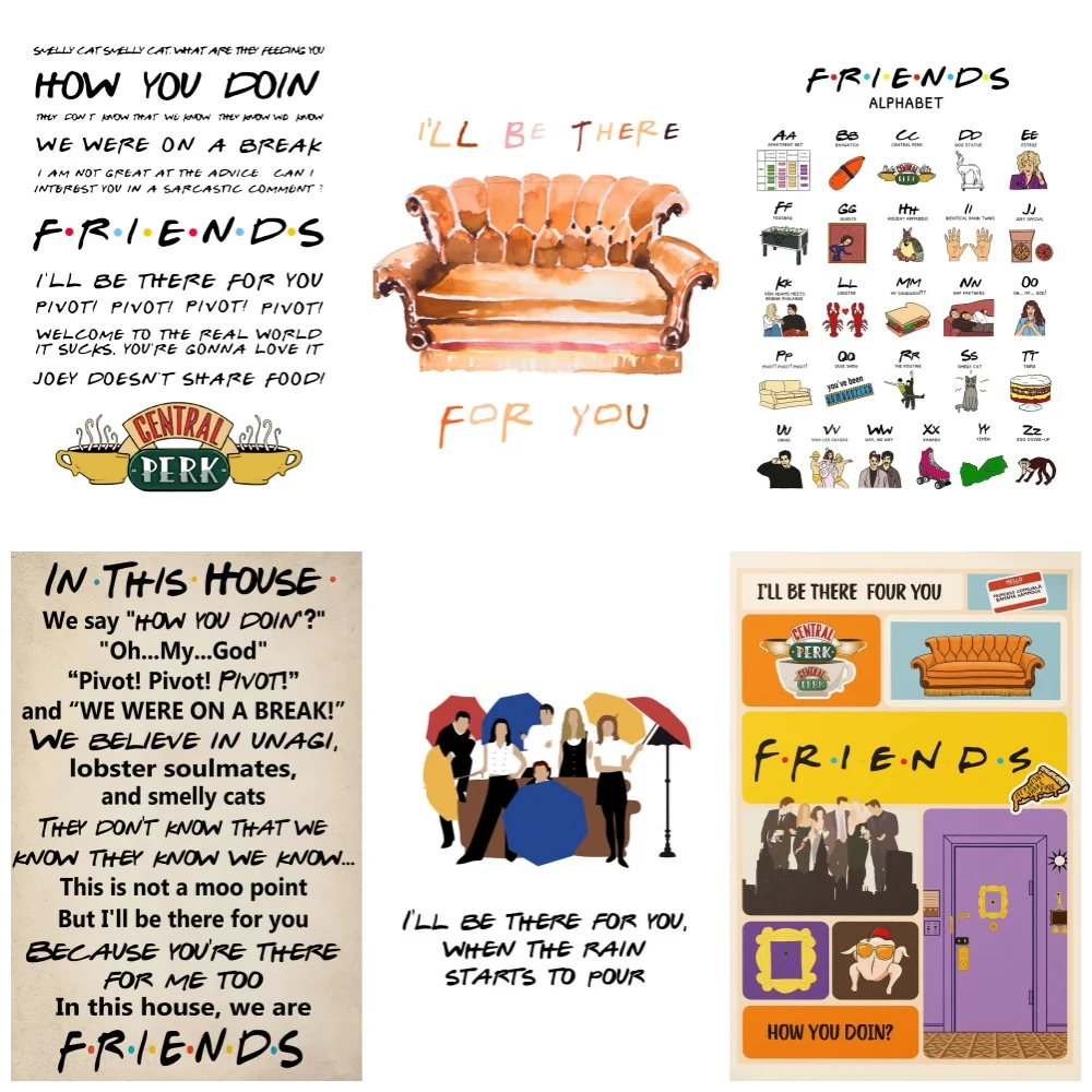 Friends TV Show Apartment Floor Plan Art Posters Retro Show Quote Canvas Print Painting Movie  Wall Decor Home Mural Cuadros