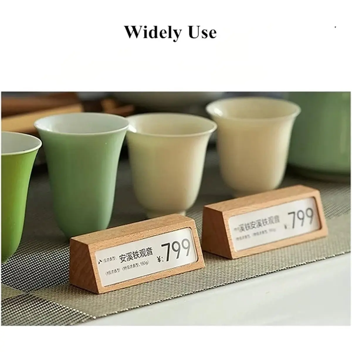 Multi-use Gear 68x18mm Mini Wood Sign Holder Display Stand Small Price Label Paper Name Card Tags Ticket Holder Stand() A