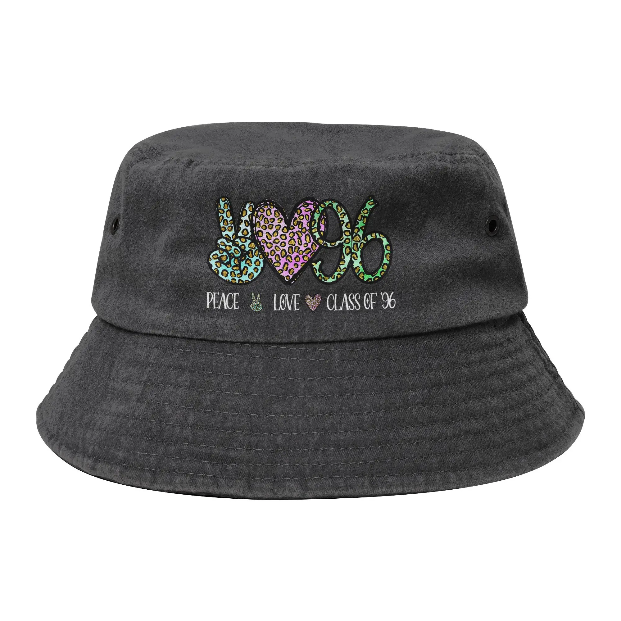 Women Men Distressed Washed Bucket Hats Class Of 1996 Leopard Senior Graduation Sport Fishing Cap  Bob Hat Gift Idea