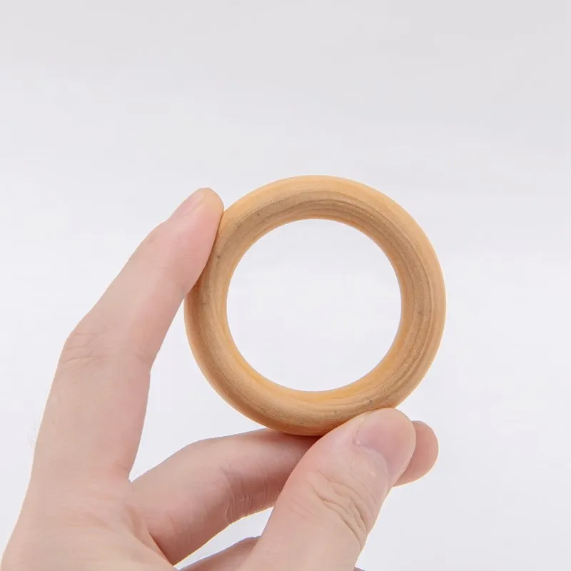 Baby Wooden Teether Toys Maple Wooden Ring Food Grade Baby Teething Rring Accessories DIY Crafts Supplies Wooden Baby Teether