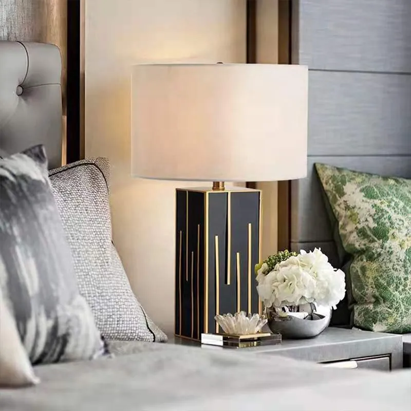 

Nordic Modern Wholesale Hotel Bedroom Bedside Study Luxury Gold Decor Metal Iron Fabric Shade LED Desk Light Led Table Lamp