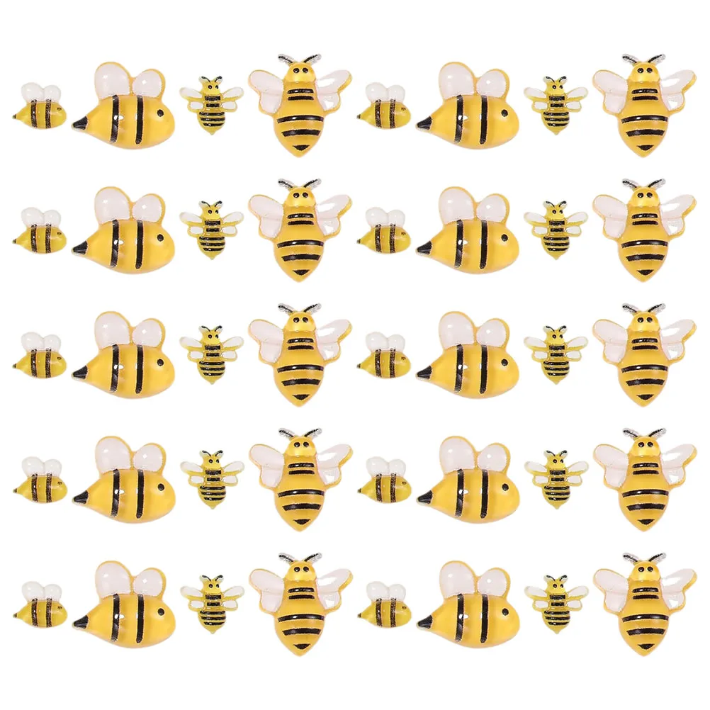 

100pcs Beads Bee Beads Bee Shaped Decor Resin Decoration 3D Design Lightweight DIY Crafts Party Supplies Decorations