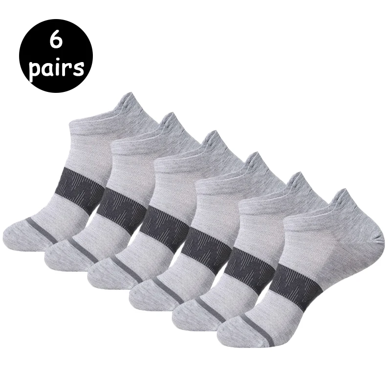 春夏のアウトドアレジャーと通気性のあるショートソックス用の高品質メンズスポーツフィットネスランニングソックス6足