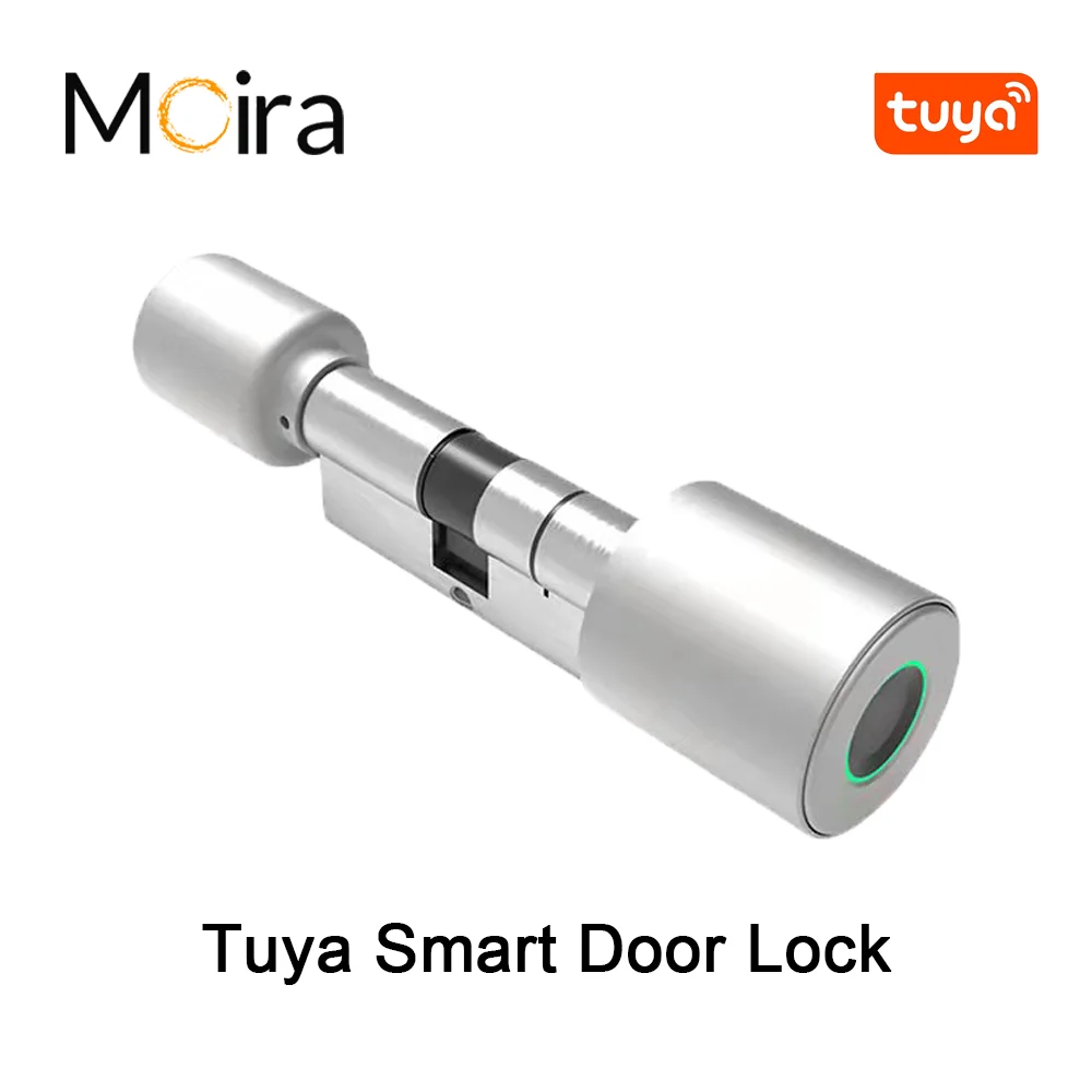 

Tuya Moira Smart Cylinder Lock Electronic Bluetooth APP Remote Biometric Fingerprint Lock Anti-Theft Security Home Door Lock