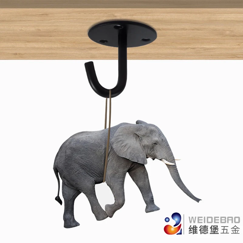 Home Black U‑Shaped Heavy Duty Eye Plate Hook, Screw‑in Ring Hook Fixed Latch for Ceiling Deck Door Installation