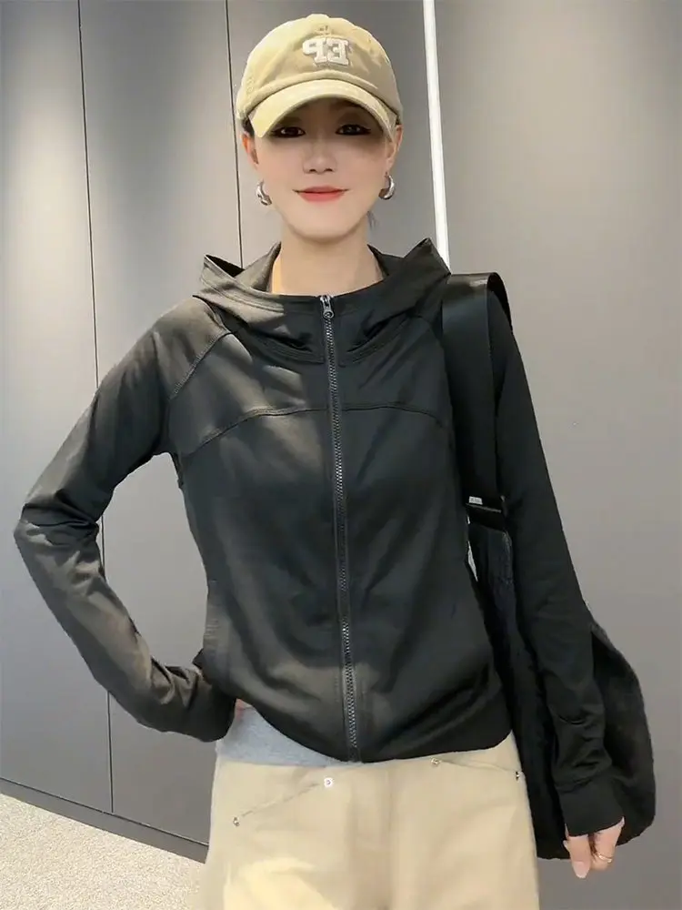 

Women's Casual Outdoor Ice Silk Sun Protection Clothing 2026 New Sle Breathable Cool Feeling Long Sve Hooded Jaet
