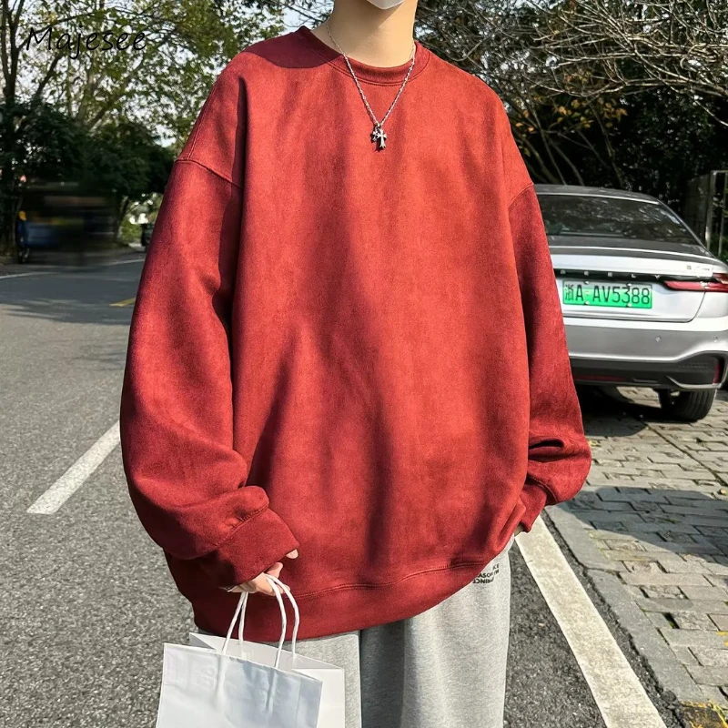 

Colorful Sweatshirts Men Japanese Style Solid Baggy Hipster Temperament Spring Autumn Hip Hop Streetwear Daily Slouchy Formal