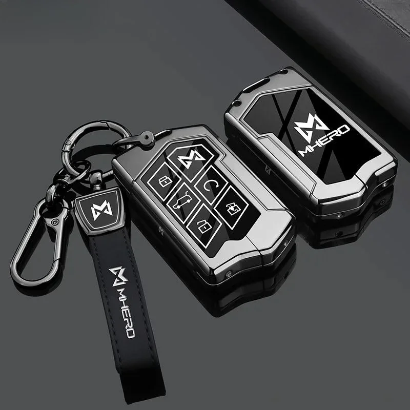 Zinc Alloy Car Key Case for MHERO I M-HERO Mengshi 917 2023 2025 Remote Protection Cover Shell Keychain Holder Fob Accessory