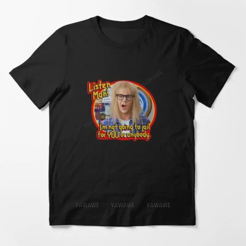 

Футболка мужская пляжная с принтом Уэйн's World Essential, Модный хлопковый топ оверсайз для подростков, на лето