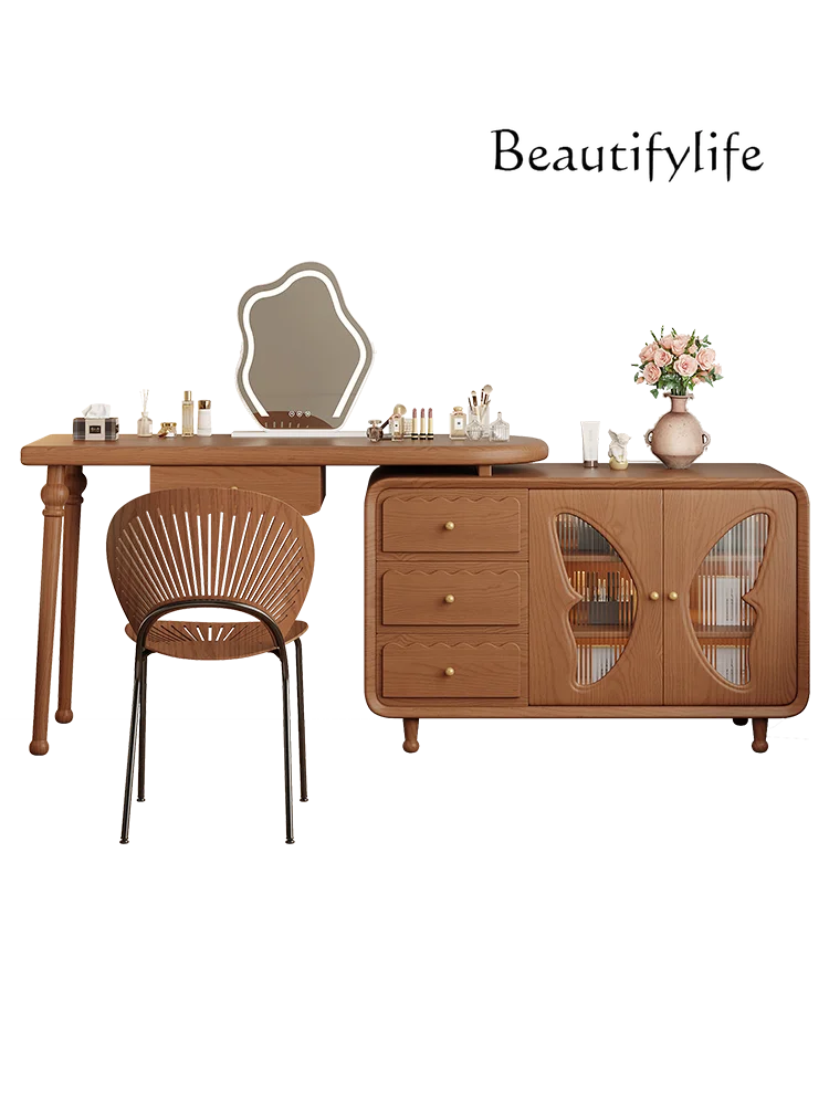 

Solid Wood Dresser Locker Integrated Nordic Simple Dresser Small Apartment Bedroom Makeup Table