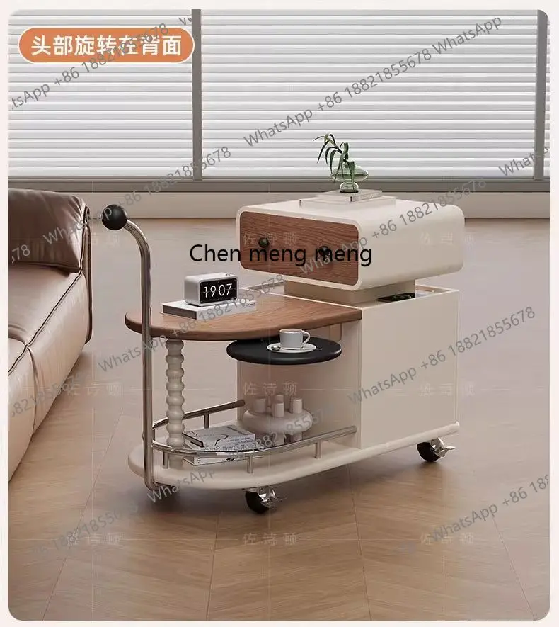 Movable Trolley Coffee Table Special Robot French Cream Coffee Table Antique Creative Living Room Furniture