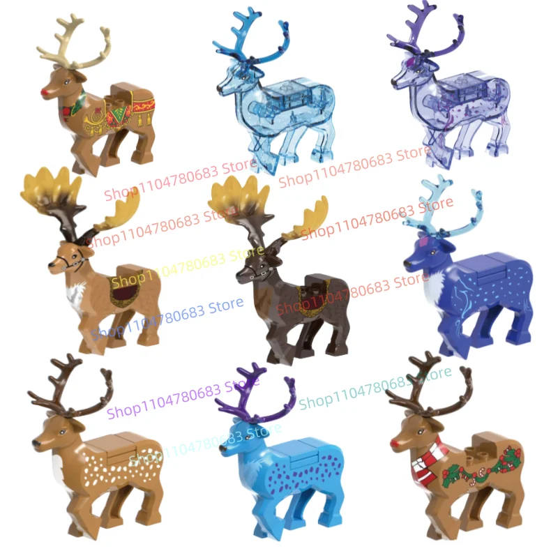 MOC ビルディングブロック透明トナカイミニアクションフィギュア組立モデル装飾漫画アニメアクセサリーおもちゃギフト