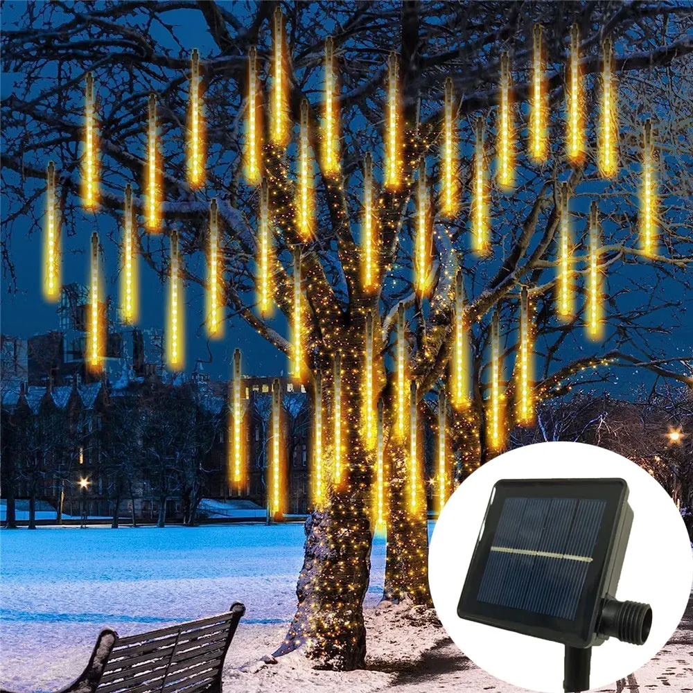 30/50 سنتيمتر 8 أنابيب الشمسية النيزك دش المطر LED سلسلة أضواء الجنية الشارع أكاليل مصابيح حديقة ل الزفاف عيد ميلاد ديكور