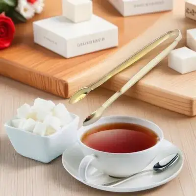 2Pcs Stainless Steel Sugar Cube Tongs Gold Plated Mini Serving Tongs Perfect for Tea Party Coffee Bar Home Supplies