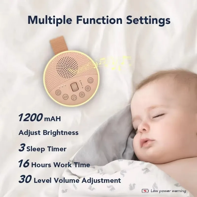 2025 White Noise Speaker Sleep Device Portable Soothing Baby Sleep Machine Music Night Light Helps Block and Reduce Noise