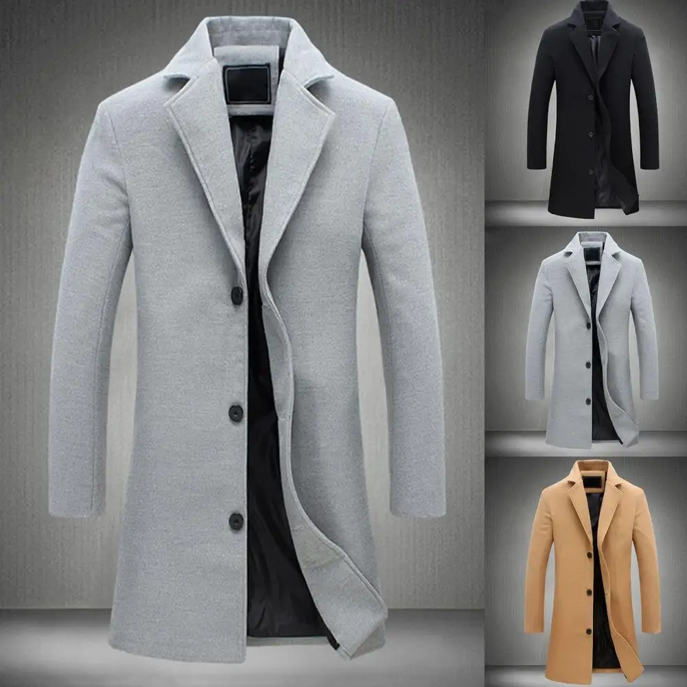 

Men Jacket Men for Winter Winter Decorative Easy Match Polyester Single Breasted Overcoat for Winter