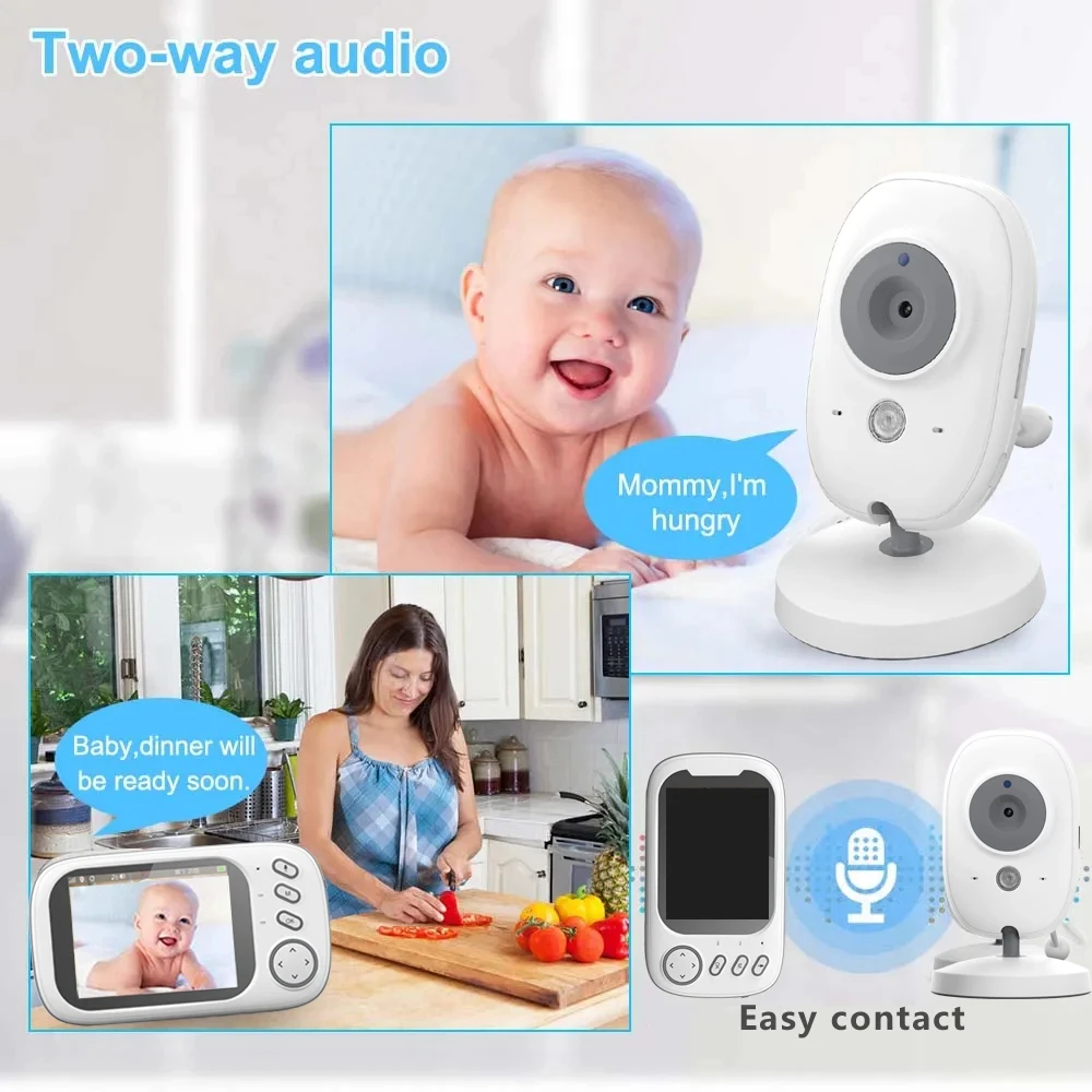 KSNCAM New 3.5 inch Wireless Video Baby Monitor Night Vision Temperature Monitoring 2 Way Audio Talk Baby Nanny Security Camera