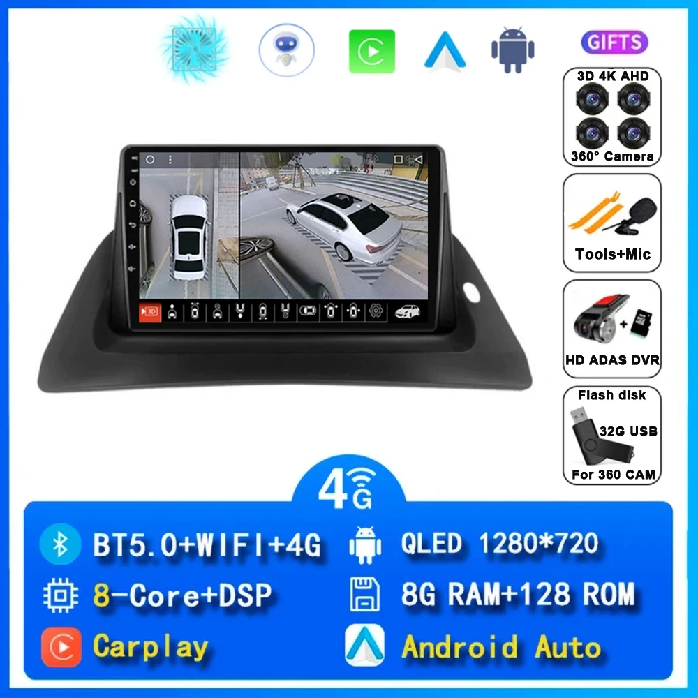 Voor Renault Kangoo 2008-2018 2 Din Android 15 Autoradio Multimedia Speler Carplay Autoradio Stereo GPS IPS 2K QLED 4G Head Unit - afbeelding 1