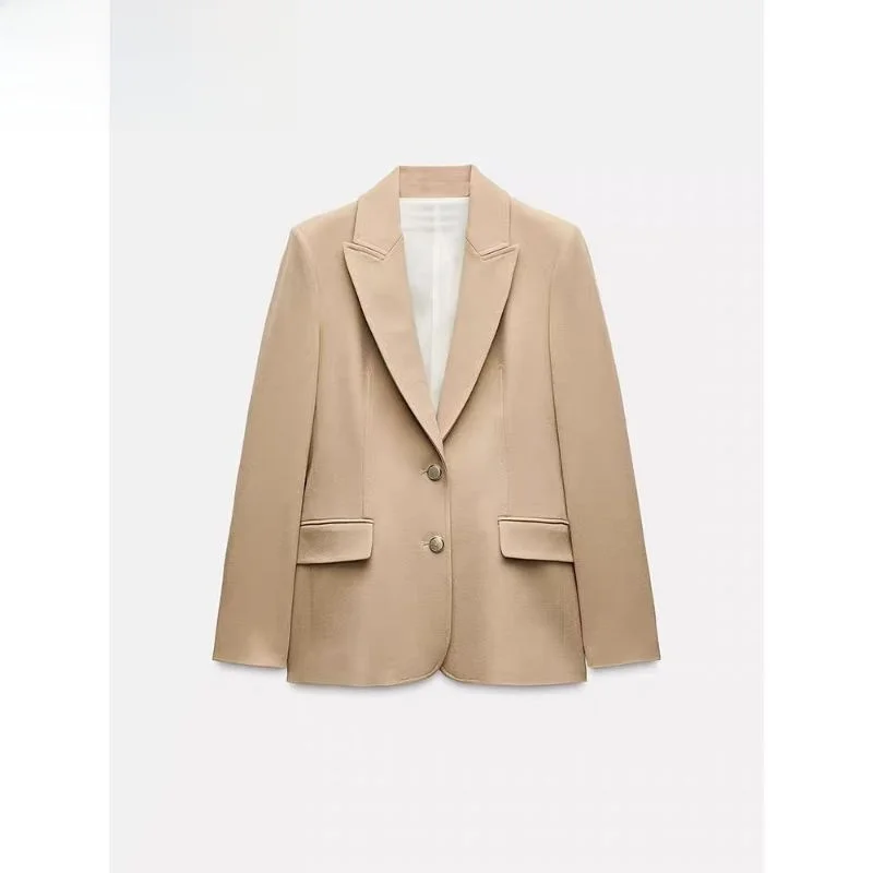 

Spring 2025 Women's Casual Faion Commute Long Sve Slim Fit Suit Jaet Turn-down Collar Comfortable Straight Tube pe