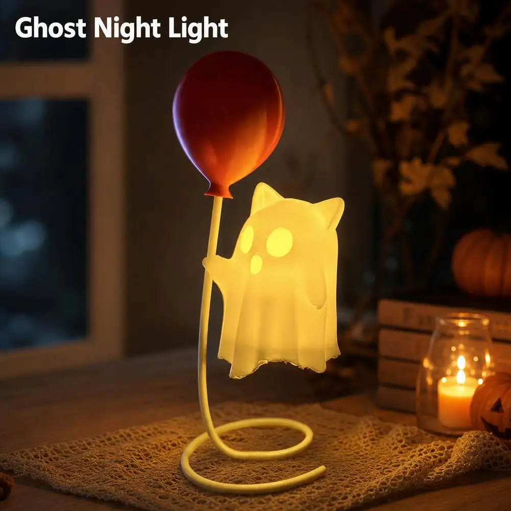 Geister-Nachtlicht, Halloween-LED-Geister-Dekoration mit Ballon-Design, kabellose Mini-Schreibtischlampe, gemütliche Raumdekoration, Geschenk für Kinder. – Detail 8