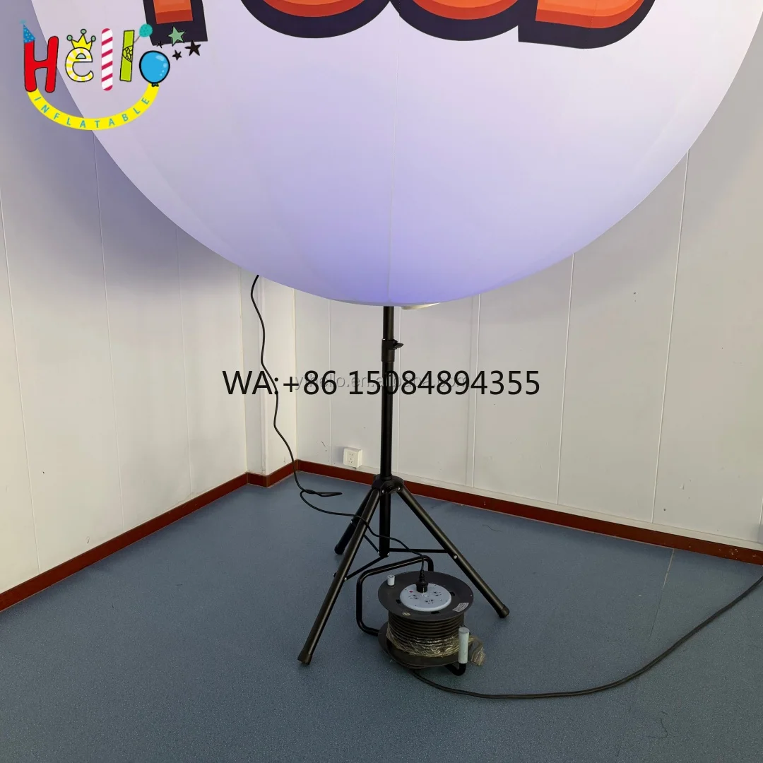 HI INFLATABLE Cartoon Color-Changing Lighted Inflatable Balloon Tripod Ball for Advertising
