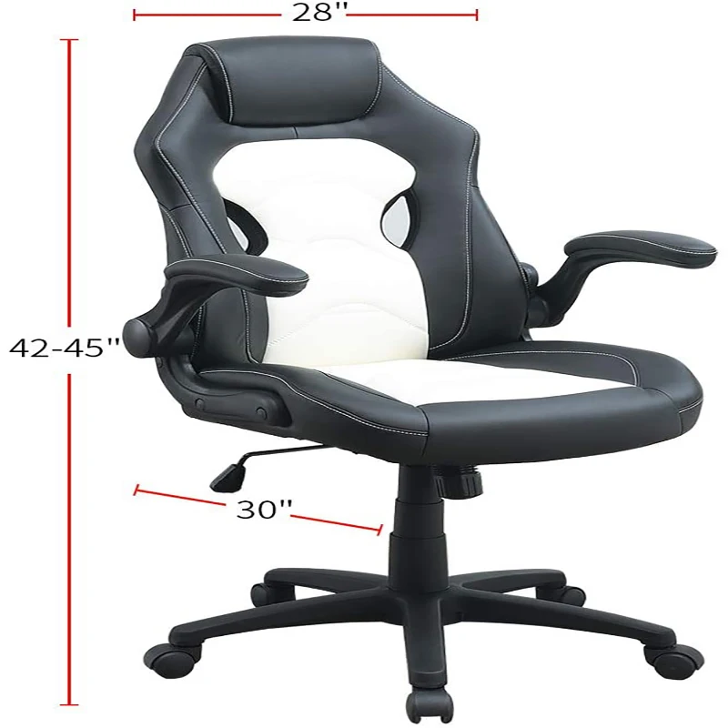 Office Chair Upholstered 1pc Comfort Chair Relax Gaming Office Chair Work Black And White Color On-Site