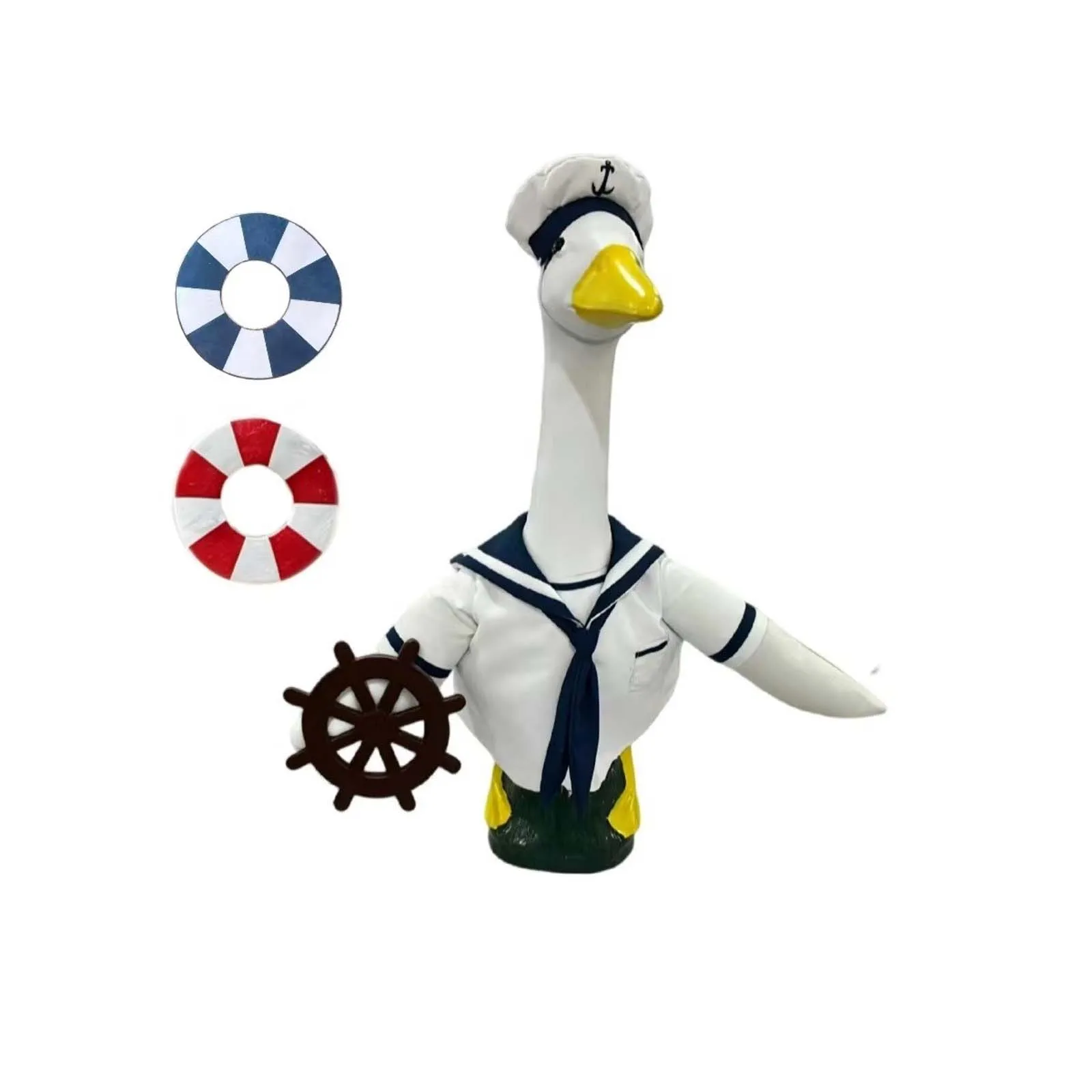 Sailor Porch Goose Outfits Goose Clothes with Sailor Hat and Helm Goose Costume for Garden Yard Patio Party Decoration