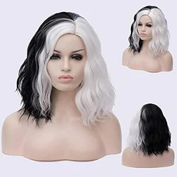 HAIRJOY Black White Wigs for Women Blue Pink Purple Green Multicolored Synthetic Hair Wig Cosplay Wigs Halloween