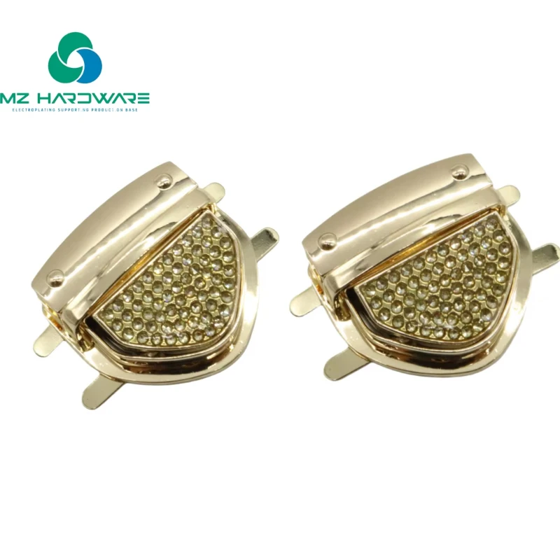 

MZhardware Цельный оптовый замок из цинкового сплава, светло-золотой - блестящий врезной замок для кошелька с противоугонной булавкой для роскошных сумок