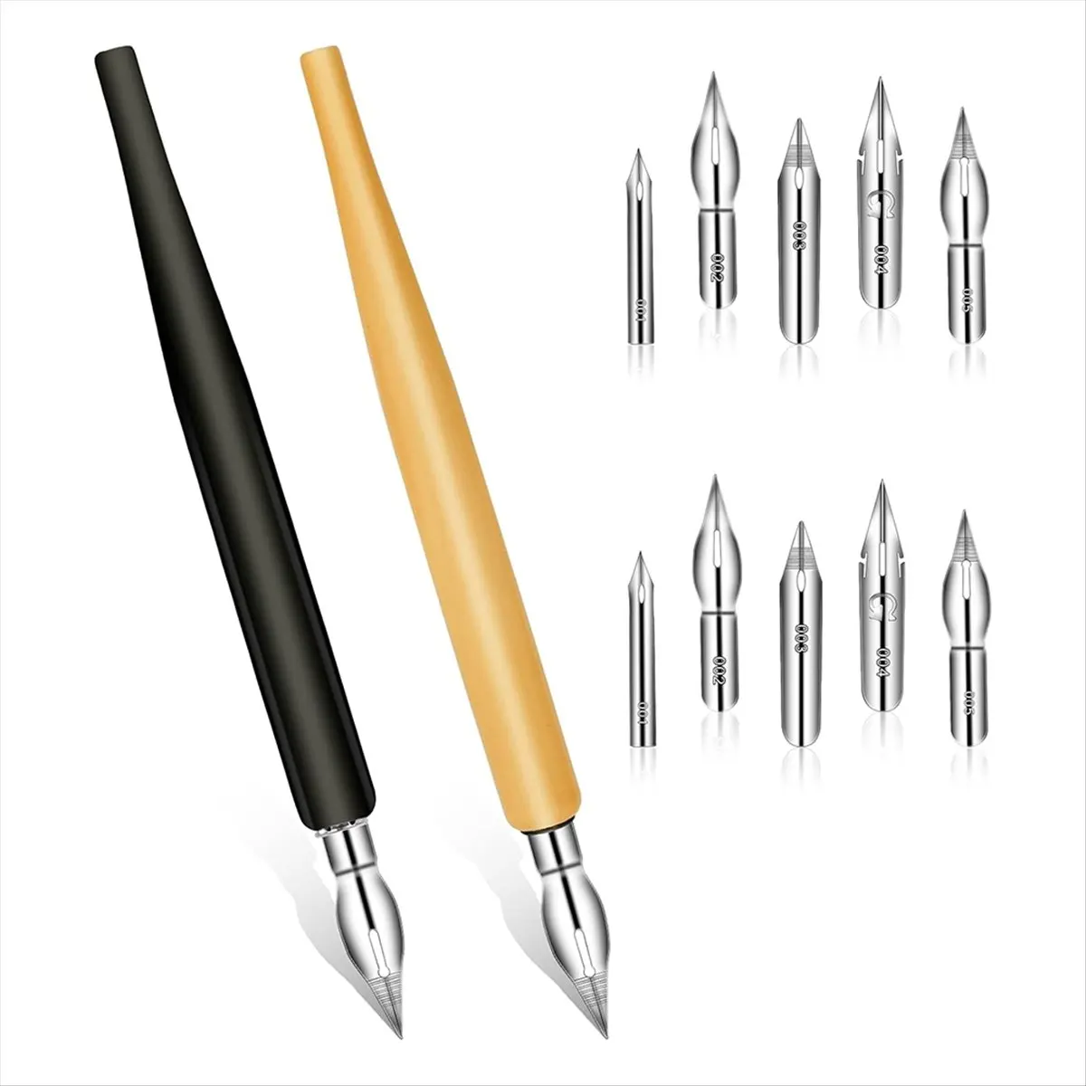 ABNH Comic Nib Set,Tilted Calligraphy Nibs for Dip Pen Drawing,Wooden Liquid Writing Pen Holder for Writing, Signing,Drawing