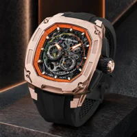 TSAR BOMBA Men's Automatic Skeleton Watch, Carbon Fiber, Sapphire Crystal, 5ATM, Luxury Sport Watch Set photo 1
