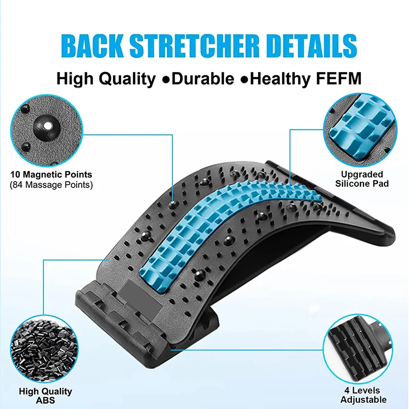 

New 4 Level Neck Stretcher Massage Cushion Magnetotherapy Back Stretch Massager Tool Lumbar Cervical Spine Support Pain Relief