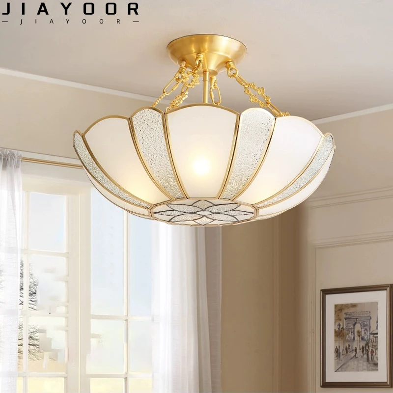 

American Style All Copper Chandelier Household Minimalist Modern Restaurant Lamp Creative Study Balcony Lamp Corridor Foyer Lamp