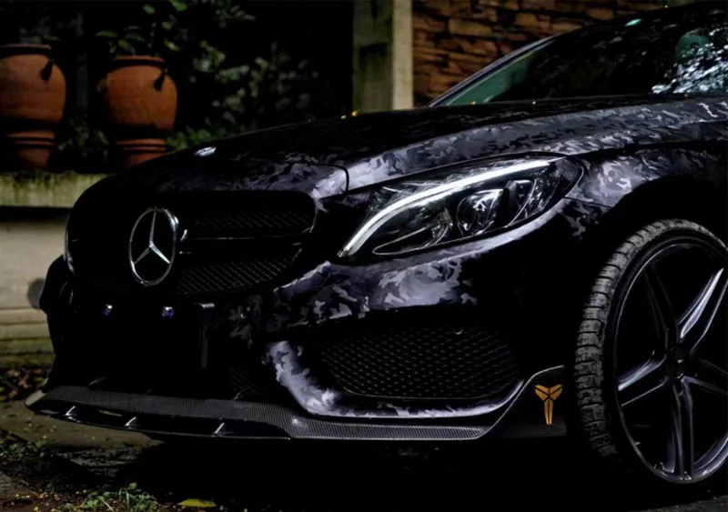 Black Stealth Camouflage Vinyl Wrap Roll with Air Release Self Adhesive Decal Car Wrapping