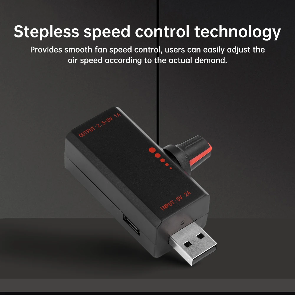 5W Fan Speed Controller DC5V 2A With Switch USB Protection Stepless Speed Controller Type-C for laptop and mobile phone cooling