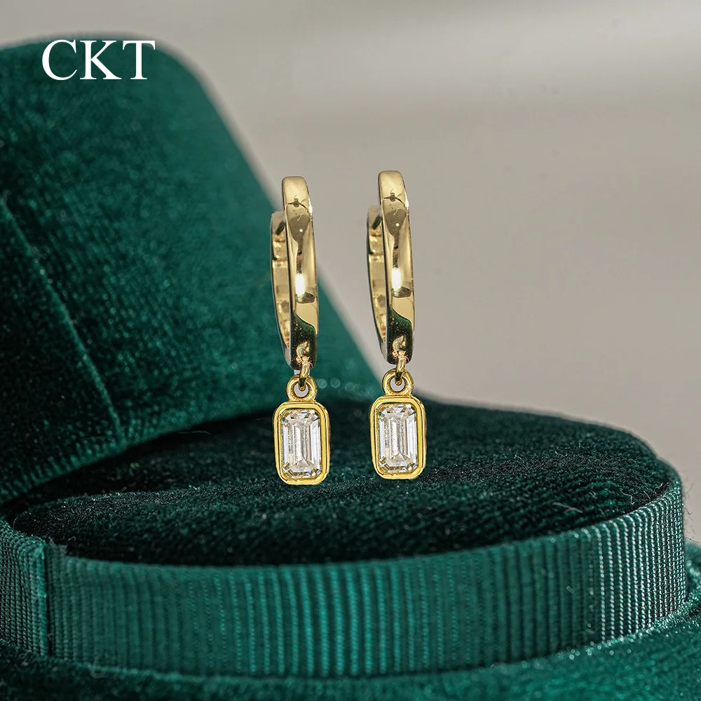 

CKT 18-каратное золото 0,5 карата с бриллиантами, смелые большие серьги-капли для женщин, цвет D, изумрудный муассанит, эффектные ювелирные изделия для женщин